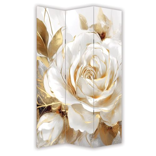 P1102 Decorative Screen Room divider White rose in golden glow (3,4,5 or 6 panels)