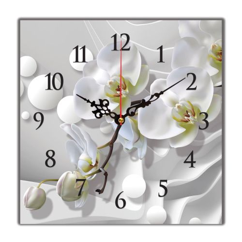 C9216_1 Clock with print 3D Orchids