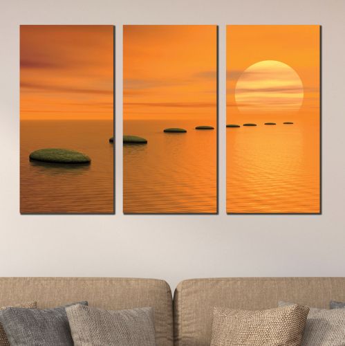 0348 Wall art decoration (set of 3 pieces)  Sunset