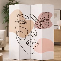 P7020 Decorative Screen Room divider Abstract Face – Modern Line Art (3,4,5 or 6 panels)