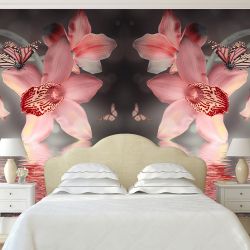 T0612 Wallpaper Orchids and butterflies