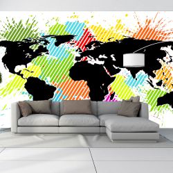 T0729 Wallpaper Abstract color map of the world