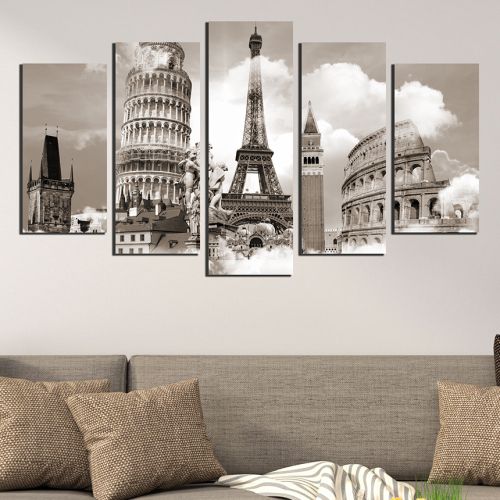 0368 Wall art decoration (set of 5 pieces) European symbols