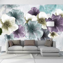 T0990 Wallpaper Abstraction with flowers