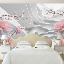 T0997 3D Wallpaper Abstraction with roses
