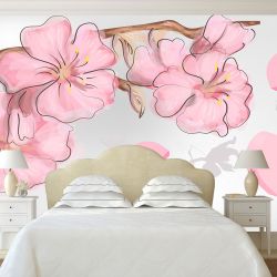 T9057 Wallpaper Pink flowers and herts