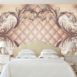 T9061 Wallpaper Vintage ornaments and upholstered leather