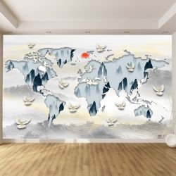 T9089 Wallpaper Abstract map of the world