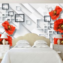 T9101 Wallpaper 3D Red poppies