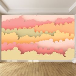 T9117 3D Wallpaper clouds in pastel colors