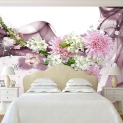 T9144 Wallpaper 3D Flowers and diamonds