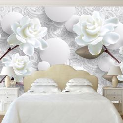 T9156 Wallpaper 3D Flowers and spheres