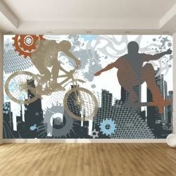 T9172 Wallpaper Abstraction - boys in the city
