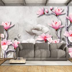T9297 Wallpaper 3D Abstraction with whith magnolias