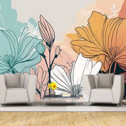 T9298 Wallpaper abstract flowers in pastel colors