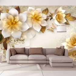 T9299 Wallpaper 3D Abstraction with white flowers