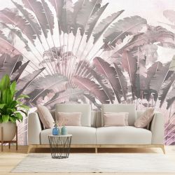 T9310 Wallpaper Tropical elegance in pastel pink