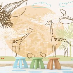 T9319 Детски фототапет Жирафи и палми