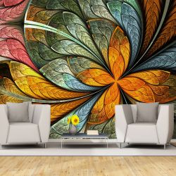 T9298 Wallpaper Floral abstraction in warm colors