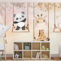 T9336 Wallpaper Cute animals on swings