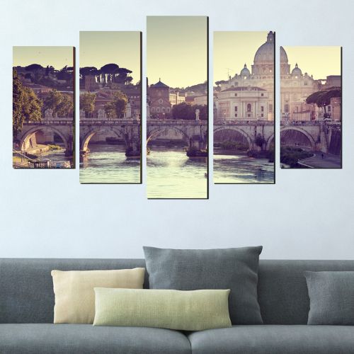 0389 Wall art decoration (set of 5 pieces) Rome cityscape