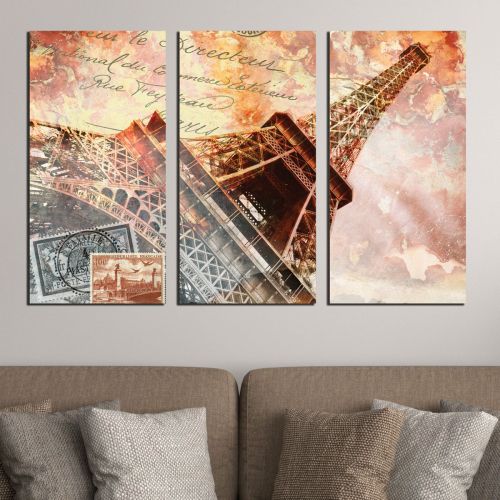 0396 Wall art decoration (set of 3 pieces) Paris vintage