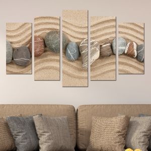 0046 Картина-пано от 5 части Пясък и камъчета