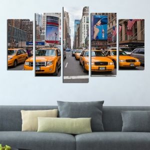 0405 Картина-пано от 5 части Ню Йорк - жълти таксита