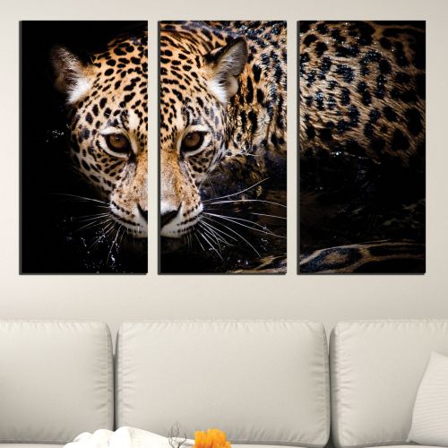 0432 Wall art decoration (set of 3 pieces) Jaguar