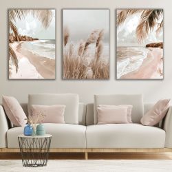 1179 Coastal Serenity – Set of 3 Beach Wall Art Prints in Neutral Tones