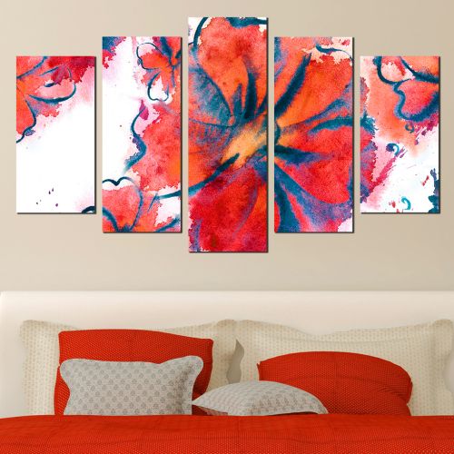 0472 Wall art decoration (set of 5 pieces) Abstract flowers