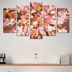 0516 Wall art decoration (set of 5 pieces) Abstract flowers
