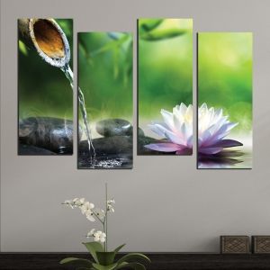 0519  Wall art decoration (set of 4 pieces) Zen composition in green