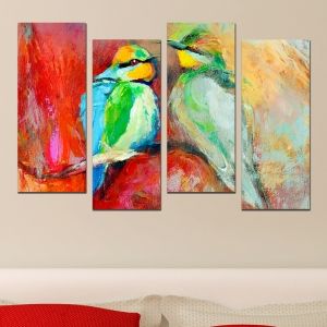 0520  Wall art decoration (set of 4 pieces) Birds in love