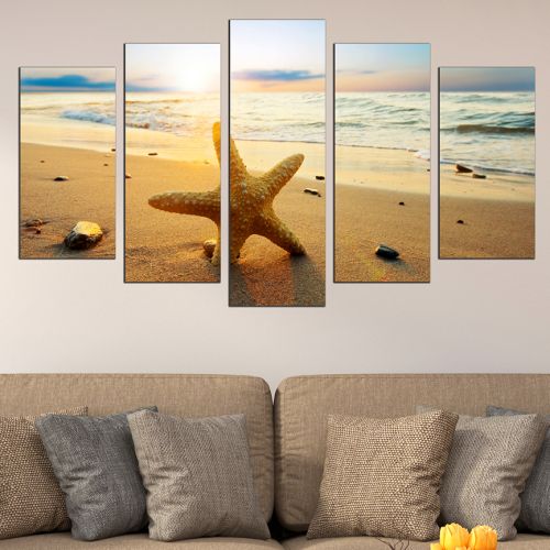 0524 Wall art decoration (set of 5 pieces) Starfish