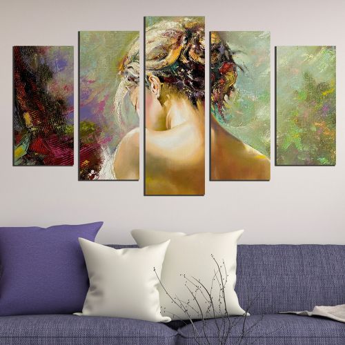 0545 Wall art decoration (set of 5 pieces) Beautiful girl