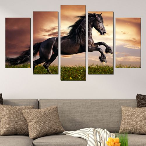 0549 Wall art decoration (set of 5 pieces) Wild horse