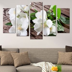 0589 Wall art decoration (set of 5 pieces) Jasmine flowers
