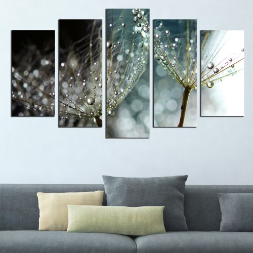 0608 Wall art decoration (set of 5 pieces) Dandelions