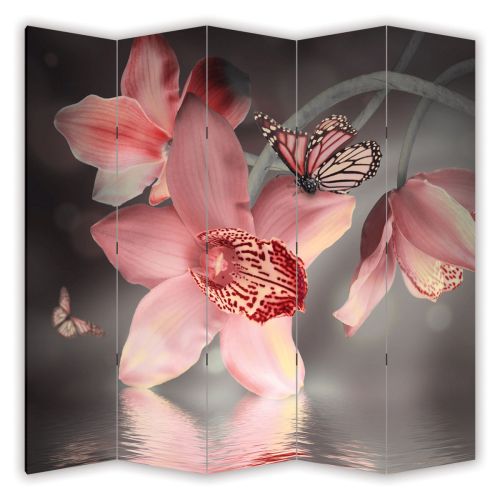 P0612 Decorative Screen Room divider Orchids and butterflies (3,4,5 or 6 panels)