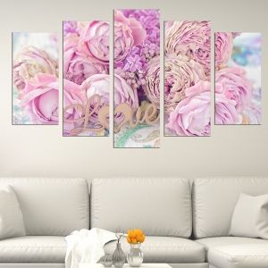 0640 Wall art decoration (set of 5 pieces) Bouquet of beautiful flowers