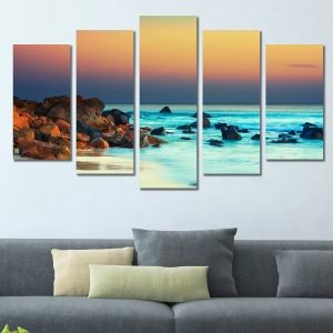 0304 Wall art decoration (set of 5 pieces)  Sunset over the sea