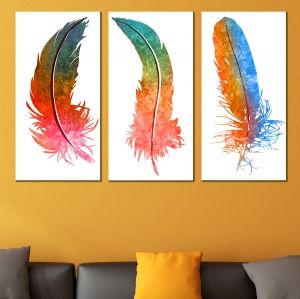 0706 Wall art decoration (set of 3 pieces) Abstract leaves
