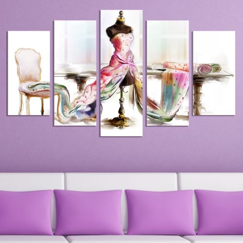 0707 Wall art decoration (set of 5 pieces) Beautiful dress