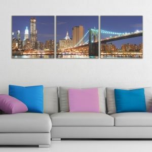 0029 Wall art decoration (set of 3 pieces) New York in the night