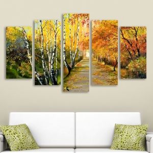 0016 Wall art decoration (set of 5 pieces) Autumn path