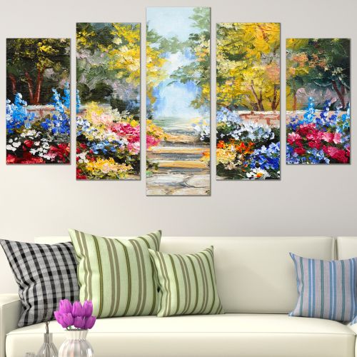 0755 Wall art decoration (set of 5 pieces) Colorful landscape