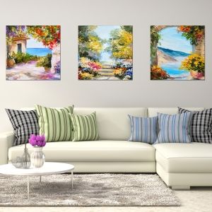 0756 Wall art decoration (set of 3 pieces) Colorful landscapes