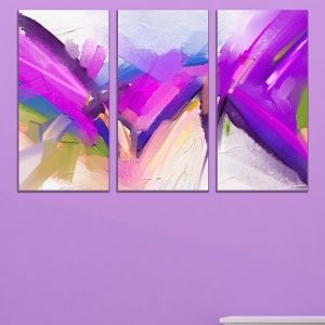 0760 Wall art decoration (set of 3 pieces) Abstraction in purple