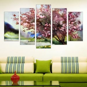 0128 Wall art decoration (set of 5 pieces) Colorful spring